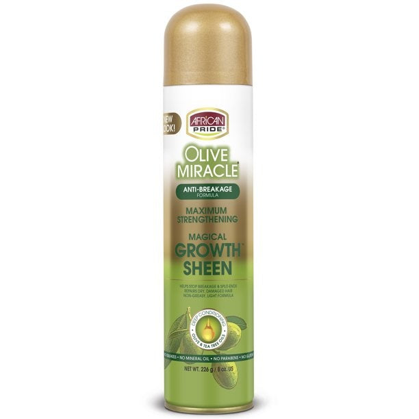 AFRICAN PRIDE OLIVE MIRACLE MAXIMUM GROWTH SHEEN SPRAY 8 OZ