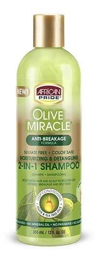 AFRICAN PRIDE OLIVE MIRACLE 2 IN 1 SHAMPOO & CONDITIONER 12 OZ